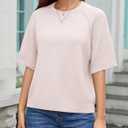 Women's Short Sleeve Sweaters 2026 Fall Lightweight Loose Tops | Fit Knit Pullover, Spring Summer Fall Outfits, Business Casual Work Tops (M)