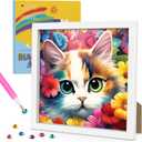 Genius maker Diamond Art Kits for Kids with Frame, Cat Diamond Art Kits Painting for Kids, Diamond Gem Art for Girls Boys, Painting Arts and Crafts for Home Room Decor(7x7inch), Pack of 3