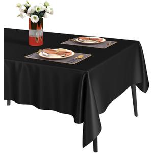 Fixwal 16 Pack Black Plastic Tablecloth Disposable Table Cloth 54" x 108" Plastic Table Cover Premium Rectangle Tablecloths for Baby Shower Engagement Halloween Wedding