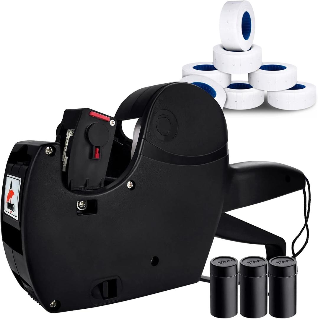 MX-5500 8 Digits Price tag Gun with 5000 Sticker Labels and 3 Ink Refill, Label Maker Pricing Gun Kit Numerical Tag Gun for Office, Retail Shop, Grocery Store (Black)