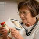 Magnifying Glass with Light for Reading, Hands Free Page Reading Magnifier for Books with 3 Color Dimmable, Neck Wear Large Screen Stand Glasses for Close Work Seniors, Low Vision Rechargeable (Small)