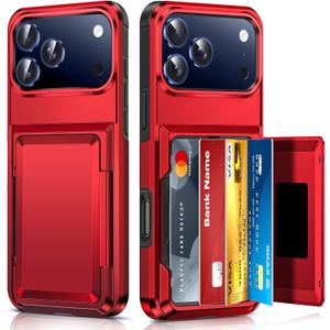 LeYi for iPhone-17-Pro-Max Case Wallet, Red Card Holder for i Phone 17 ProMax Cases Military Grade Shockproof Anti-Yellowing Heavy Duty Women Men Funda para Cover for iPhone 17Pro Max