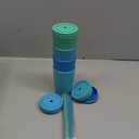 Homestockplus Reusable Wheat Straw Cups with Lid and Straws, 10 Oz Chip Resistant Drinking Cups, Small Water Cups with Silicone Straws - BPA Free Dishwasher Safe for Milk, Drinks, Smoothies (Blue Series)