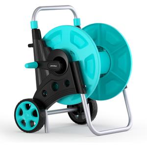 Garden Hose Reel for Outside,Hold Up to 100 ft of 5/8 Hose,Portable Hose Reel Cart with Adjustable Armrests and 2 Wheels,Durable Water Hose Holder for Garden, Yard, Lawn