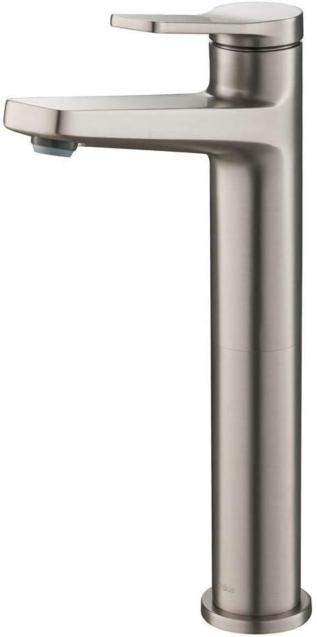 KRAUS Indy Single Handle Vessel Bathroom Faucet in Spot Free Stainless Steel, KVF-1400SFS