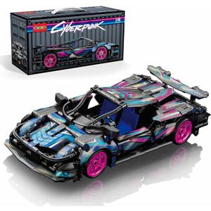 Sosuy Building-Block Race-Car Set, 1:18 Technical Model Kit 513 Pcs DIY Pull-Back Cyberpunk Toy for Boy Girl Kid Age 6+ Year, Birthday Gift for Teen Adult Display, Speed Super Sports Cars Bricks Icons
