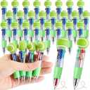 Kosiz 24 Pack Tennis Party Favors Sport Pen Multicolor 4 in 1 0.5mm Ballpoint Pen for Office Sport Lover Novelty Gifts Goodie Bags Stuffers
