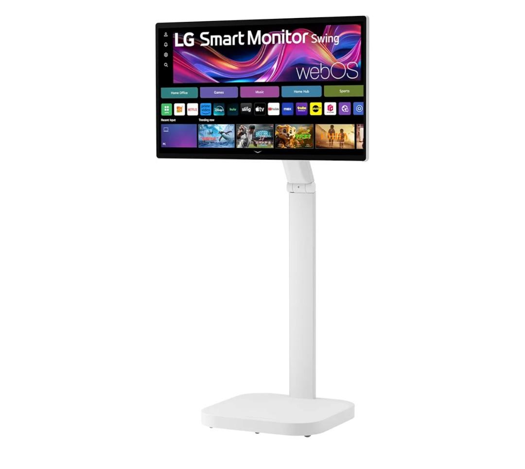 LG Smart Monitor Swing 32U889SA-W 32-Inch 4K UHD (3840x2160) IPS Touchscreen on a Fully Adjustable Wheeled Base HDR10, webOS, Built-in Speaker, HDMI, USB Type-C, Tilt/Height/Swivel/Pivot Stand, White