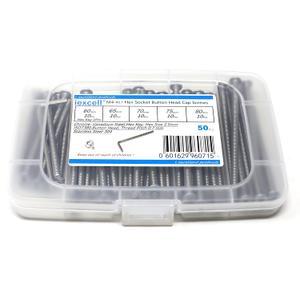 iexcell 50 Pcs M4 x 60/65/70/75/80 Stainless Steel 304 Hex Socket Button Head Cap Screws Bolts Assortment Kit