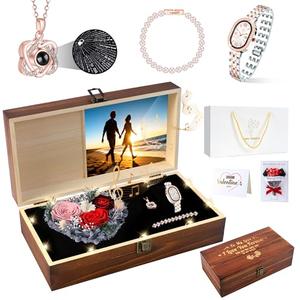 Pasuvsigt Valentines Rose Gifts for Wife Women, 3 Preserved Flowers with I Love You 100 Language - Luxurious Exquisite Thoughtful Preserved Flowers Anniversary Birthday Gifts for Wife Women Mom Grandma Her