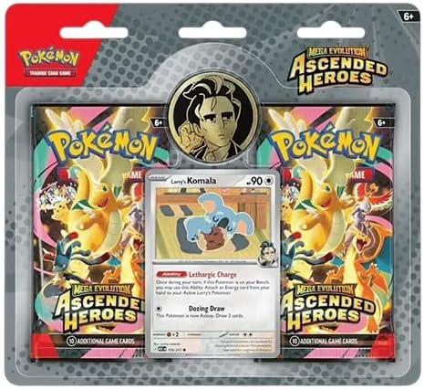Pokemon TCG: Mega Evolution: Ascended Heroes: 2-Pack Blister (2 Booster Packs, Promo Card & Coin) (Larry's Komala)