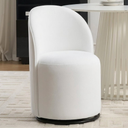 KEIKI Upholstered Swivel Barrel Chair, Mid-Century Modern Velvet Accent Armchair for Living Room, Bedroom, Makeup Vanity, 360 Rotating Sofa Chair, Cream