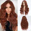 Auburn Wig for Women Long Wavy Auburn Wig Middle Part 26 Inch Wigs Heat Resistant Synthetic Wig for Daily Use