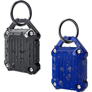 Dovick- Waterproof Airtag Keychain Holder Case, Screw Full Cover Compatible with Apple Air Tag Tracker Key Ring 2Pack (Black & Blue)