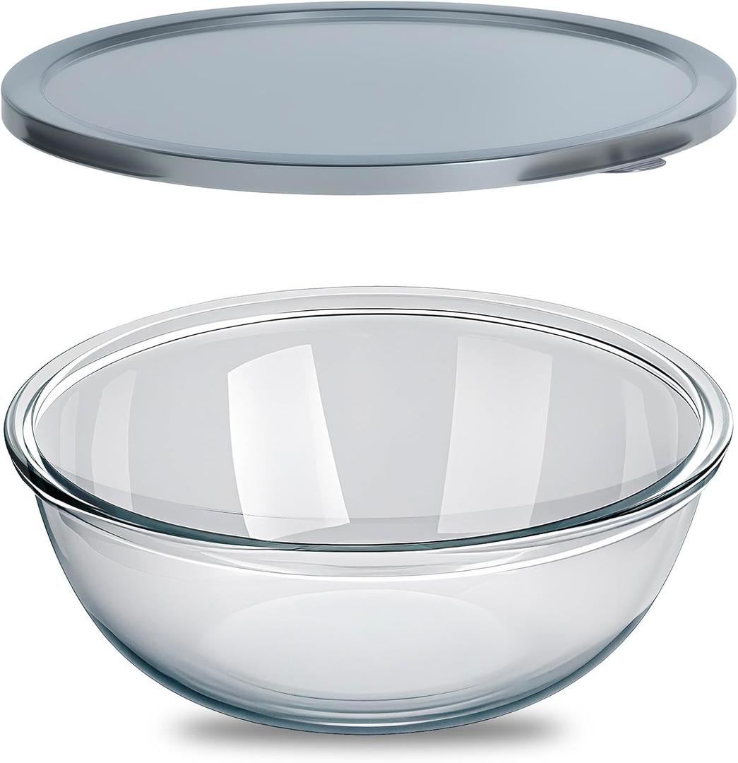 OZY 6.3 Quart Large Glass Mixing Bowl with Lid,Large Glass Bowl for Sourdough Bread Making,Kitchen Salad Bread Storage