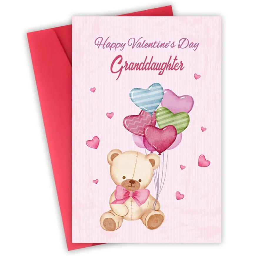 Valentines Day Cards for Granddaughter, Valentine's Day Cards Gift from Grandpa Grandma Grandmother Grandfather, Happy Valentine's Day. Pack of 7