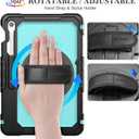 SEYMAC stock Case for Samsung Galaxy Tab S10 FE+ Plus 5G Tablet Case 13.1'' Protective with Screen Protector, Pen Holder, 360 Rotate Stand, Hand Strap, Shoulder Strap, SkyBlue1
