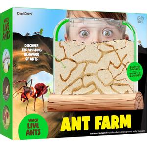 Dan&Darci Ant Farm Kit for Kids - Farms Colony - Includes Ants Voucher - Sand Habitat Kits - Bug Terrarium House - Educational Science Gifts for Kid - Nature Learning Toys for Boys, Girls & Adults