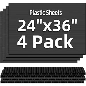 Corrugated Plastic Board 24x36 Inch, 4 Pack, 4MM Thick Black Poster Board, Blank Yard Signs for Double-Sided Display, Waterproof Coroplast Sheets for Outdoor & Indoor, DIY Use