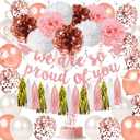 Graduation Decorations 2026 Pink Class of 2026 We Are So Proud of You Banner, Rose Gold 2026 Balloons for Pink Graduation Party Decorations