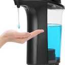 FKWin Automatic Soap Dispenser, Touchless Hand Soap Dispensers 17oz/500ml with 5 Adjustable Soap Levels, Kitchen Soap Dispensers, Liquid Hand Soap Dispenser Bathroom, Black