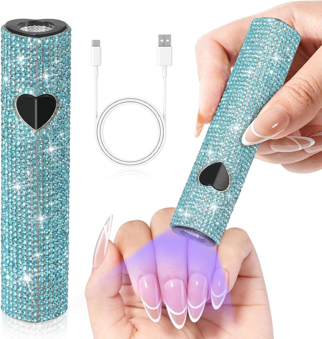 UV Light for Gel Nails, Handheld UV Nail Lamp, Portable LED Nail Lamp, Mini Nail Dryer, USB Nail Light for Fast Curing, Dark Blue (Lake Blue Diamond)
