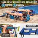 FUNDANGO 4 in 1 Tanning Chair with Face Hole, Beach Lounge Chair w/Canopy Shade & Side Table Chaise Lounge Chairs for Patio, Pool, Lawn, Sunbathing, 5-Position Adjustable Sun Lounger, Blue, Oversized