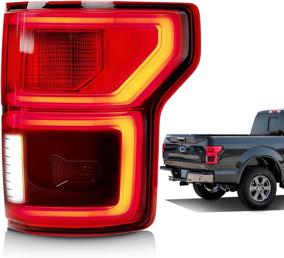 LED Tail Lights Compatible with 2018-2020 Ford F150 XLT/LARIAT/KING RANCH/PLATINUM/LIMITED Rear Taillight Assembly OE: FO2801265 JL3Z13404H Right Passenger Side & Blind Spot