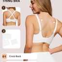 HORISUN Wireless No Underwire Bra for Women V-Neck Lace Trim Jelly Supportive Seamless Bra Comfortable Tshirt Bralette (White)