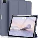 KenKe Case for iPad Pro 12.9 Inch (6th/5th, 2022/2021), for iPad Air 13 Inch (M3/M2, 2025/2024) with Pencil Holder, Smart Trifold Stand Cover & Auto Wake/Sleep for iPad Pro 12.9 Case, Purple Gray