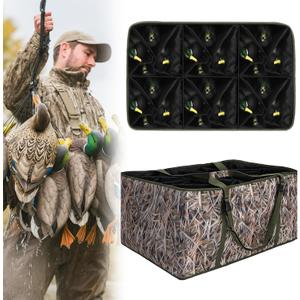 24 Slot Duck Decoy Bags with Adjustable Dividers Waterfowl Hunting Gear Bag with Adjustable Shoulder Strap Drain Hole Design for Mallard Duck Hunting Accessories & Gear, Reed Camo Print