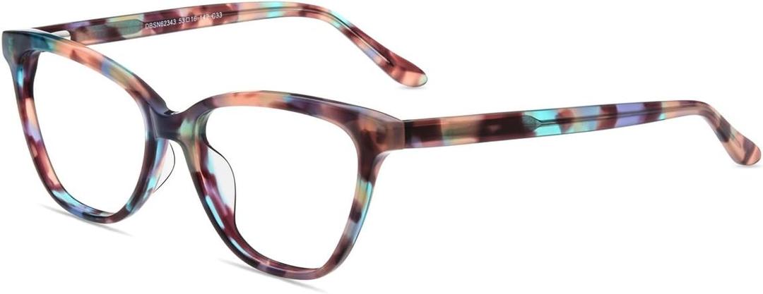 Firmoo Blue Light Blocking Glasses for Computer Reading Womens Cat Eye Acetate Frame Spring Hinge 0.0x Pattern