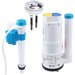 T Tulead Toilet Dual Flush Valve,Fill Valve,Push Button, One Piece Toilet Repair Kit, Drain Outlet 2.5", for 10"-12" Toilet Tank, Fill Thread Dia G1/2