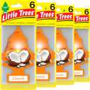 LITTLE TREES Car Air Freshener | Hanging Tree Provides Long Lasting Scent for Auto and Home | Coconut, 24 Air Fresheners (4 Count (Pack of 6))