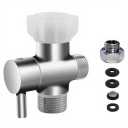 Bidet T Adapter with Shut off Valve, Metal T Valve for Bidet, Leakproof 3 Way Tee Connector, Brass Metal T-adapter for Handheld Toilet Bidet 7/8” X 7/8” X 1/2”or 3/8”Bidet Attachment