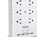Multi Plug Outlet Surge Protector Nikleb, 12 Electrical Outlets Extender with 4 USB Charging Ports Total 4.8A, Wall Plug Expander 3 Prong for Room, Office, Gaming, Cord Organizer Accessories