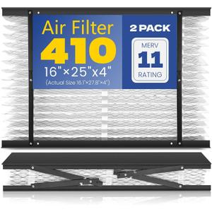 2-Pack 410 Replacement Filter Compatible with Aprilaire Whole House Air Purifiers, Models 1410, 1610, 2410, 2416, 3410, 4400, MERV 11 Air Purifiers, Size: 16x25x4(Actual Size 16.1''x27.8"x4)