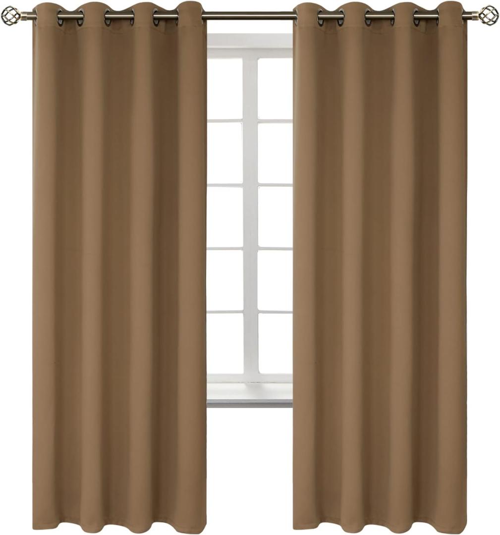 BGment Blackout Curtains for Bedroom - Grommet Thermal Insulated Room Darkening Curtains for Living Room, Set of 2 Panels (52 x 72 Inch, Taupe)
