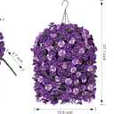 HyeFlora 4pcs Artificial Flowers for Outdoors Fake Pansy with Hanging Basket UV Resistant Silk Spring Faux Flowers for Outside Front Door Porch Yard (Mix Purple)