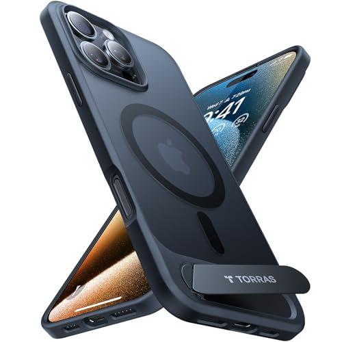 TORRAS Strong Magnetic & Seamless Stand for iPhone 15 Pro maxCase, [18N Mighty Magnetic] [12FT Mil-Grade Drop Tested] [Fit for MagSafe] Kickstand Protective Slim Phone Case for iPhone 15 Pro Max", Black