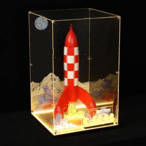 LED Acrylic Display Case Compatible with Lego 21367 Tintin Moon Rocket