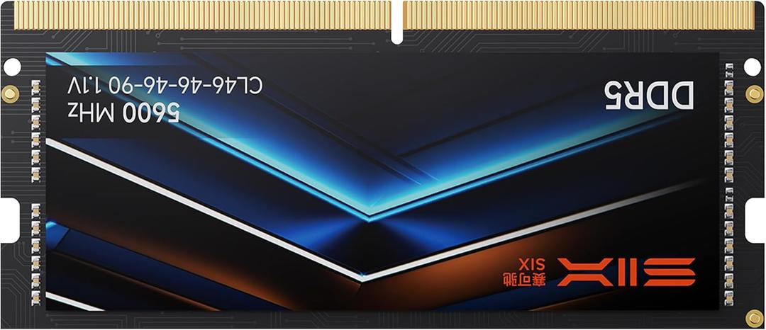 SIX DDR5 RAM 1x16GB 5600MHz SODIMM Laptop Memory - 1.1V Low Voltage, On-Die ECC, 262-Pin Memory Module (Black)