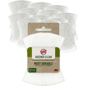 Scotch-Brite Greener Clean Non-Scratch Scrub Sponge, Sponge for Washing Dishes, Cleaning Kitchen, Superior Performance and Made with Sustainable Materials, Dishwasher Safe, 12 Scrub Sponges