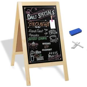 Ilyapa Wooden A-Frame Sign with Eraser & Chalk - 40 x 20 Inches Magnetic Sidewalk Chalkboard DIY Menu Display for Restaurant, Business Or Wedding