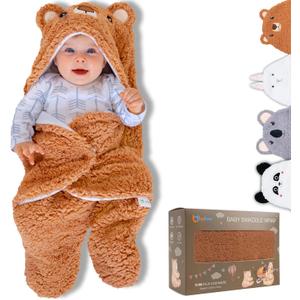 Baby Swaddle Blanket Bear 0-6 Months Cute Organic Ultra Soft Plush NewBorn Baby Essentials Must Have Infants Girls Boys Gender Neutral Stuff, Registry Gift Receiving Swaddling Wrap Clothes Shower Gift