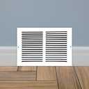 12x8 Return Air Vent Cover Grille for Baseboard Duct Opening - 7/8" Margin Turnback Flush Fit Vent Cover Air Grill by HVAC - White - Overall Size: 13.75" x 9.75"