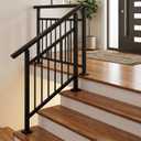 Metty Metal Hand Rails for Outdoor StepsOval Top Rail, HeavyDuty Porch Railing for Villa, Patio, Deck, Balcony, Entrance Steps, Elderly Safety, RustResistant3ft-Black