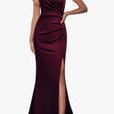 WOOSEA Women Sleeveless V Neck Split Evening Cocktail Long Dress, Size L