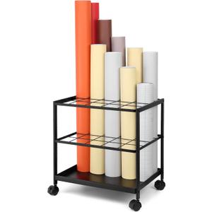 Blueprint Storage Rack Cart - 20 Slots Metal Blueprint Holder with Double-Layer Grids Ensures Secure, Non-Slip Storage, Organizing Posters, Architectural Plans, and Artwork Stably. (20 Slots)