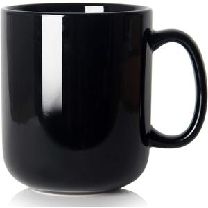 20 OZ Large Coffee Mug, M016 Plain Ceramic Boss Big Tea Cup with Handle for Dad Men, Black